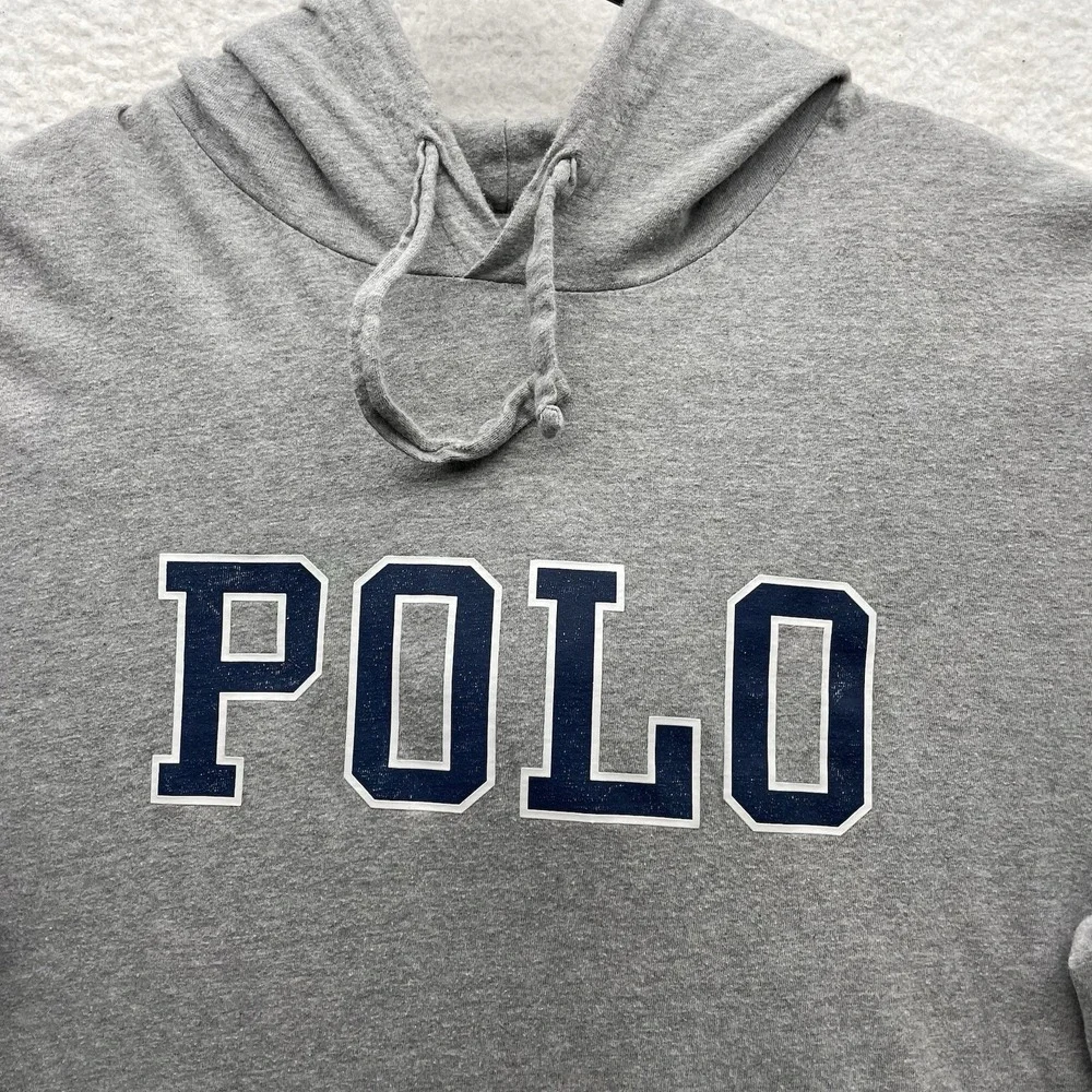 Polo Ralph Lauren Sweatshirt Mens Large L Big Logo Gray Thin Lightweight Preppy